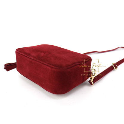 Suede Box Bag with Gold Hardware and Adjustable & Detachable Straps