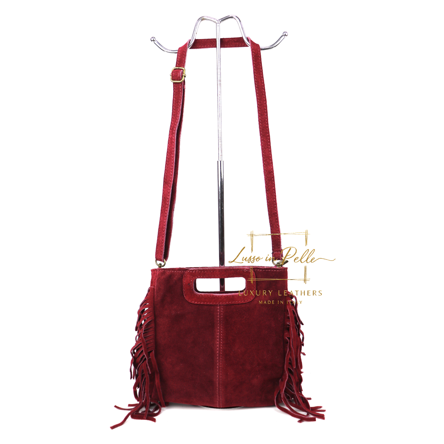 Suede Boho Tassel Crossbody Bag with Adjustable Detachable Straps