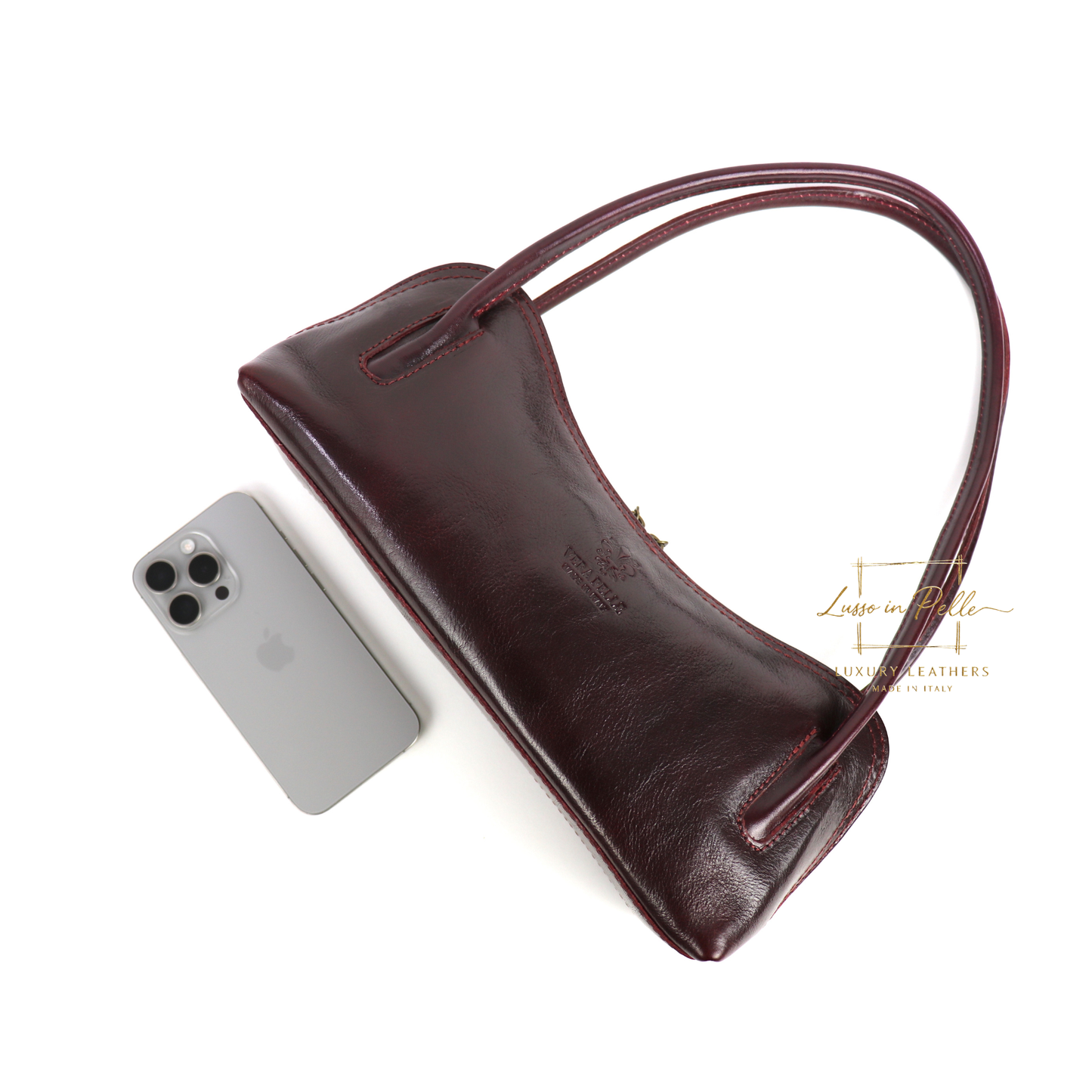 Buffered Leather Elongated Structured Florence Shoulder Bag