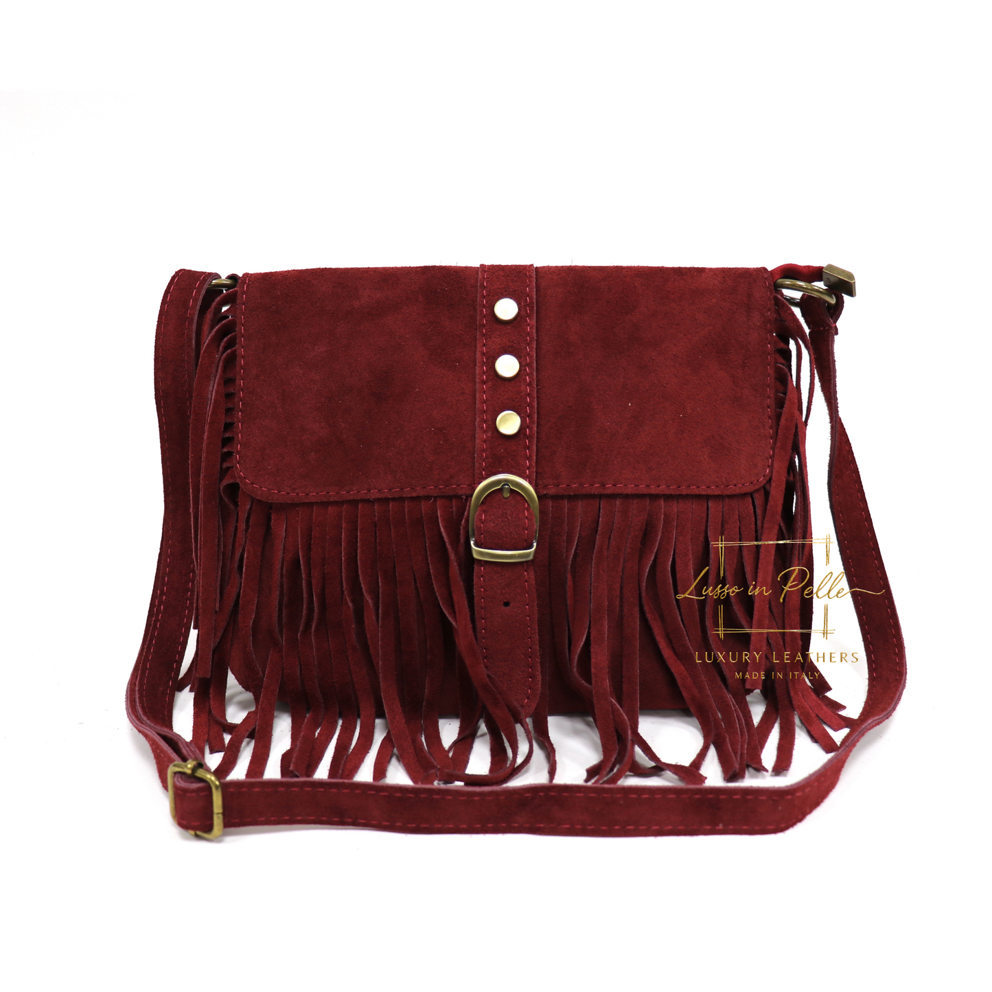 Fringe Suede Crossbody Bag with Adjustable Straps