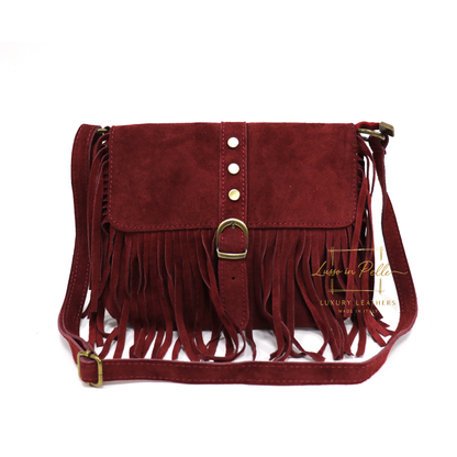 Fringe Suede Crossbody Bag with Adjustable Straps