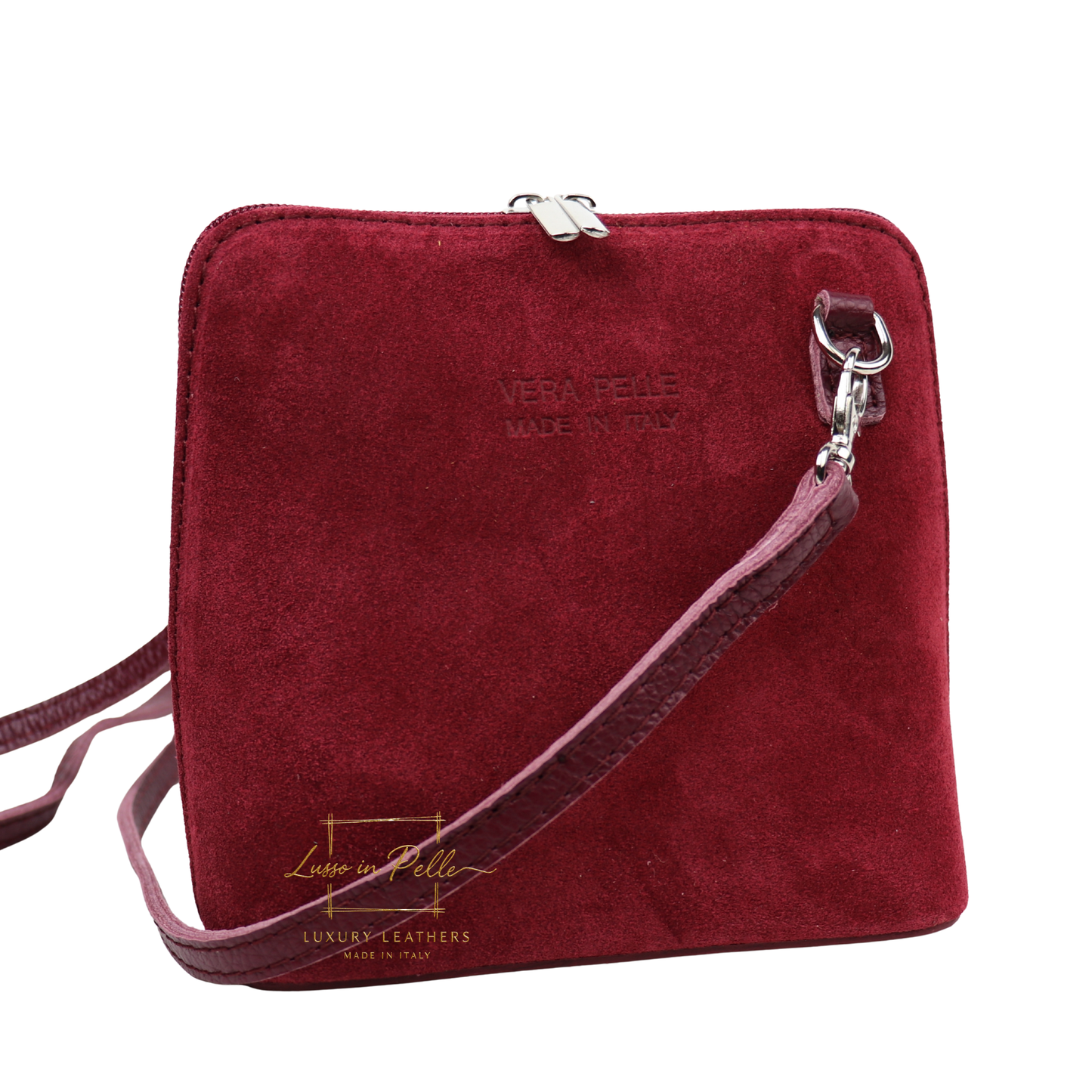 Ella Small Suede Front Grain Leather Handbag with Detachable Straps