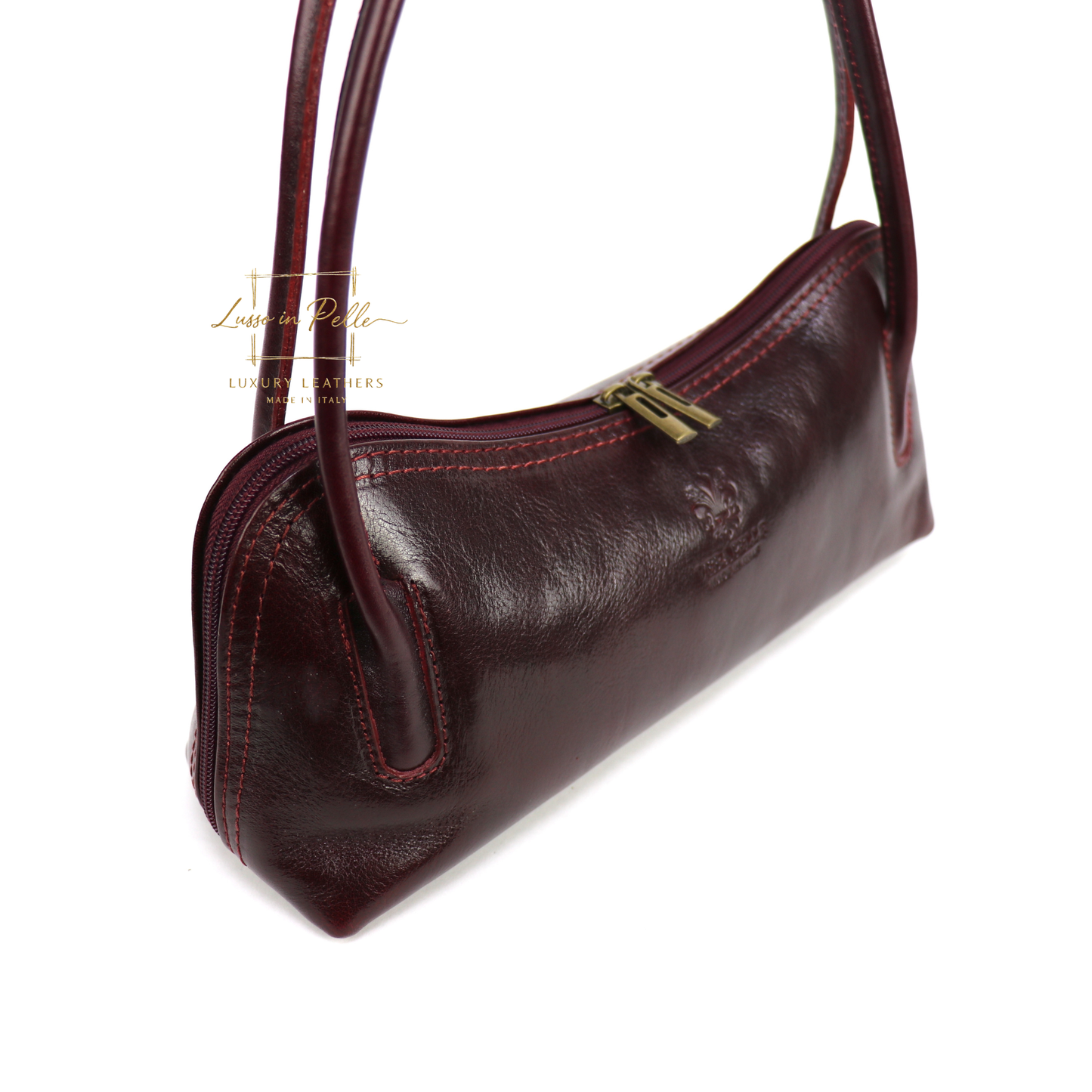 Buffered Leather Elongated Structured Florence Shoulder Bag