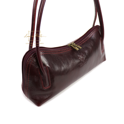 Buffered Leather Elongated Structured Florence Shoulder Bag
