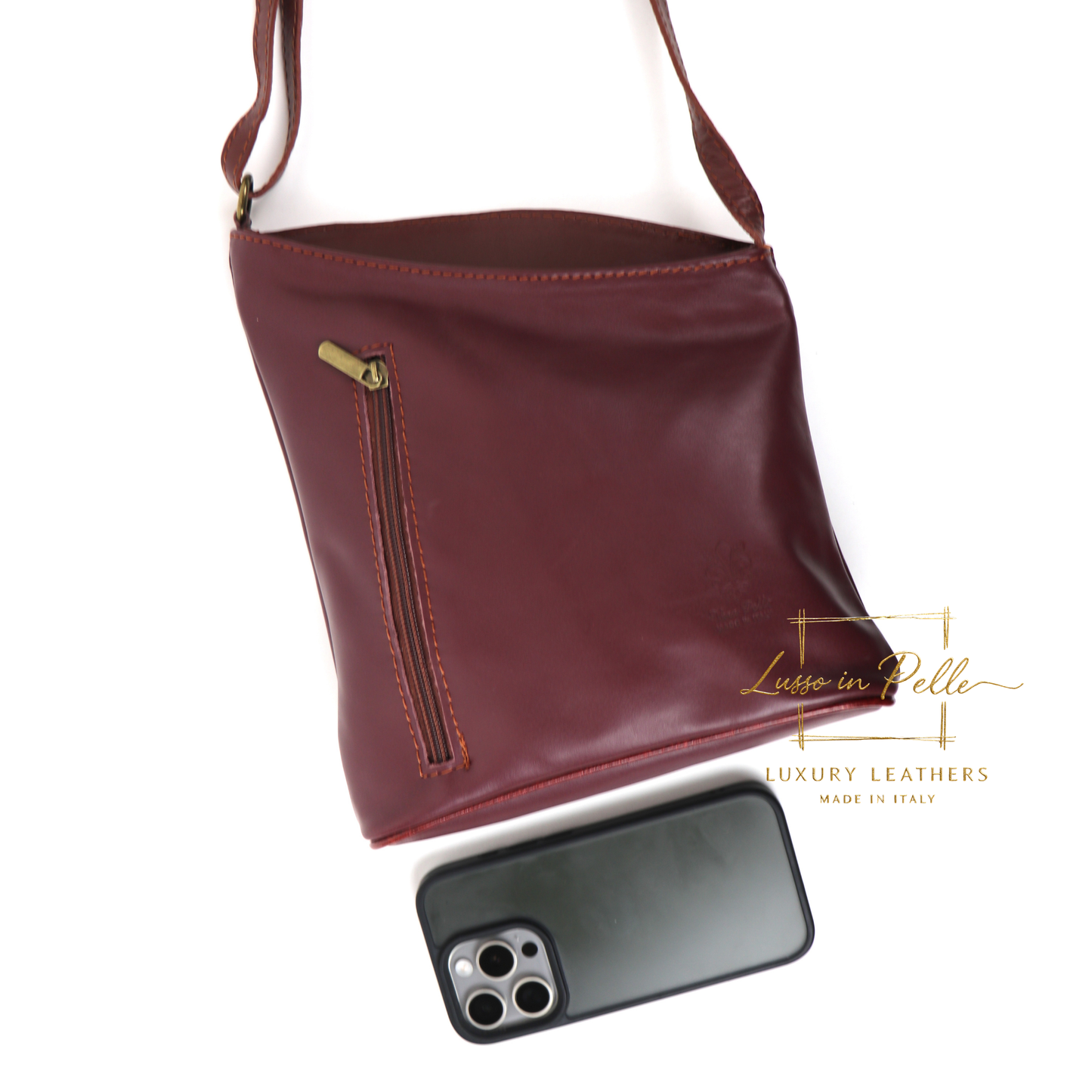 Genuine Soft Italian Leather Crossbody Messenger Handbag