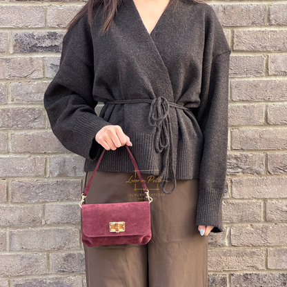 Small Suede Timeless Chic Italian Suede Clutch/Shoulder/Crossbody Bag