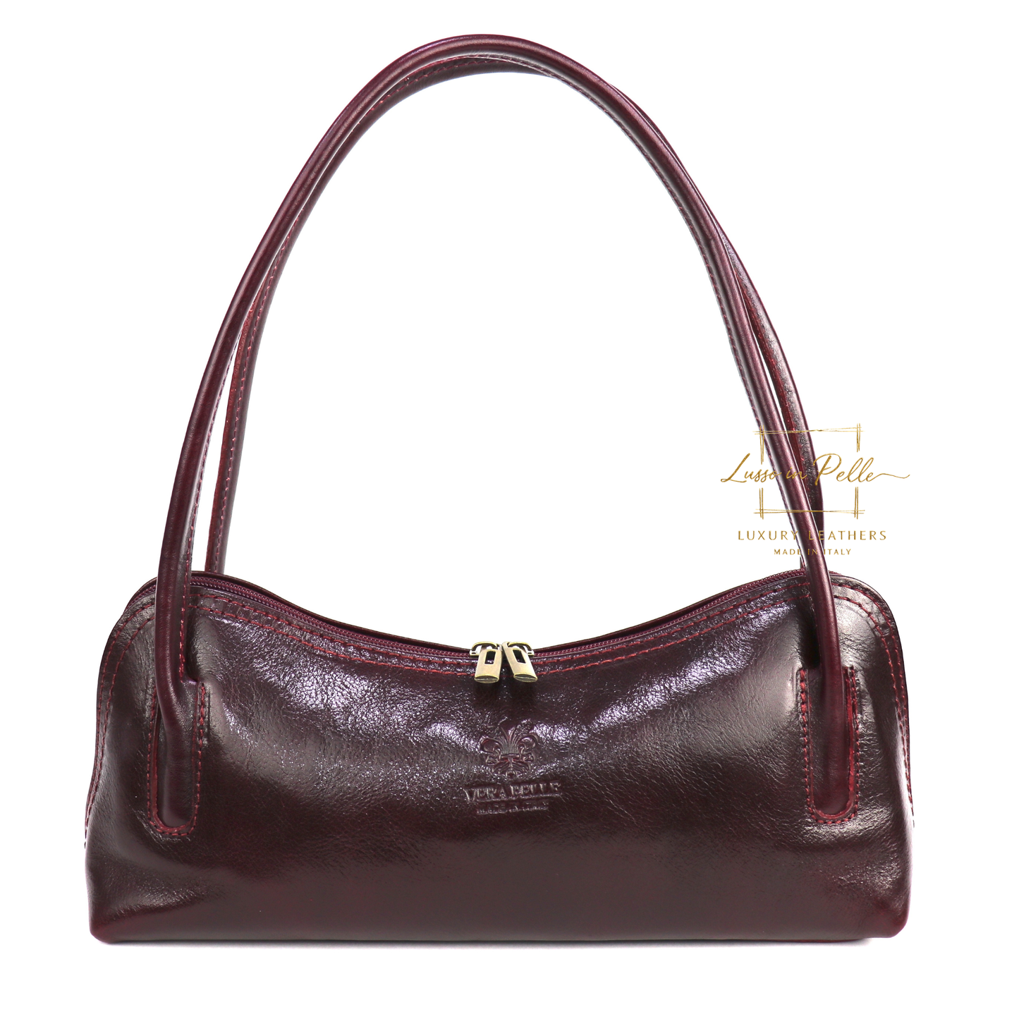 Buffered Leather Elongated Structured Florence Shoulder Bag