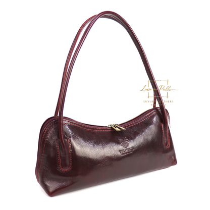 Buffered Leather Elongated Structured Florence Shoulder Bag