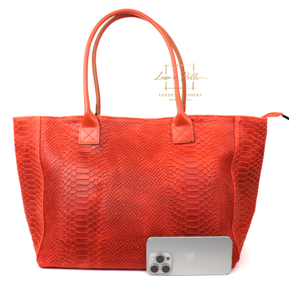 Suede Snake Print Two Style Large Shopper Bag