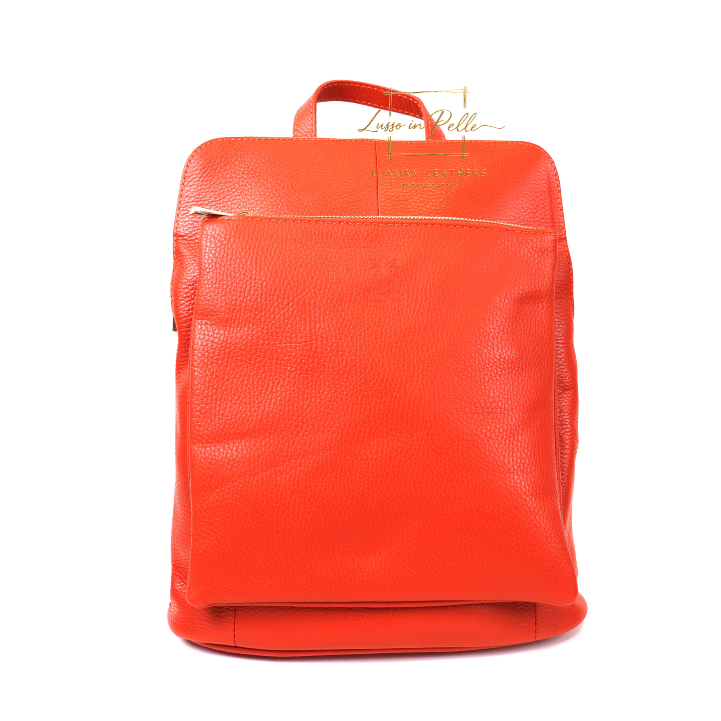 Large Versatile Italian Pebbled Leather Backpack