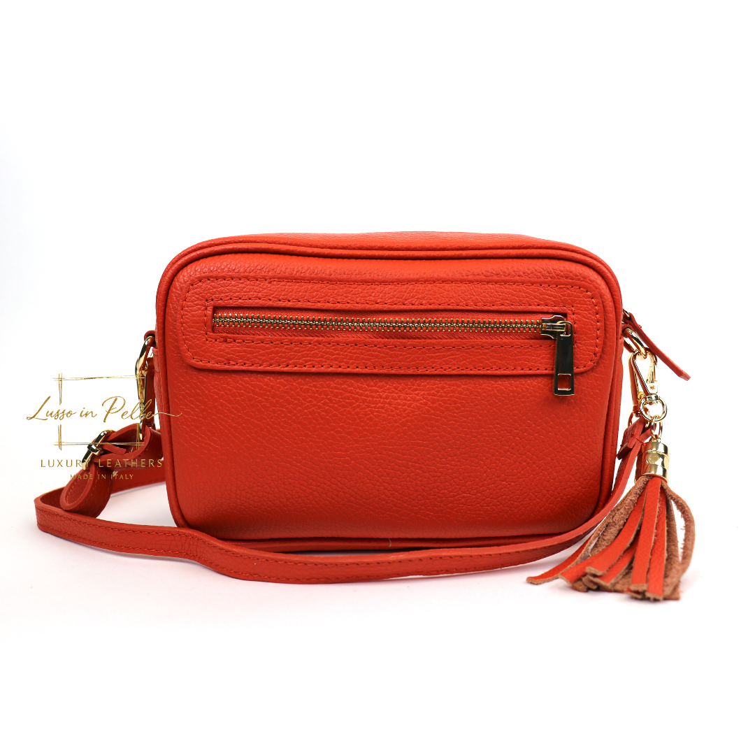 Bella Genuine Italian Pebbled Leather Box Bag