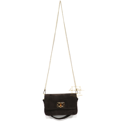 Small Suede Timeless Chic Italian Suede Clutch/Shoulder/Crossbody Bag