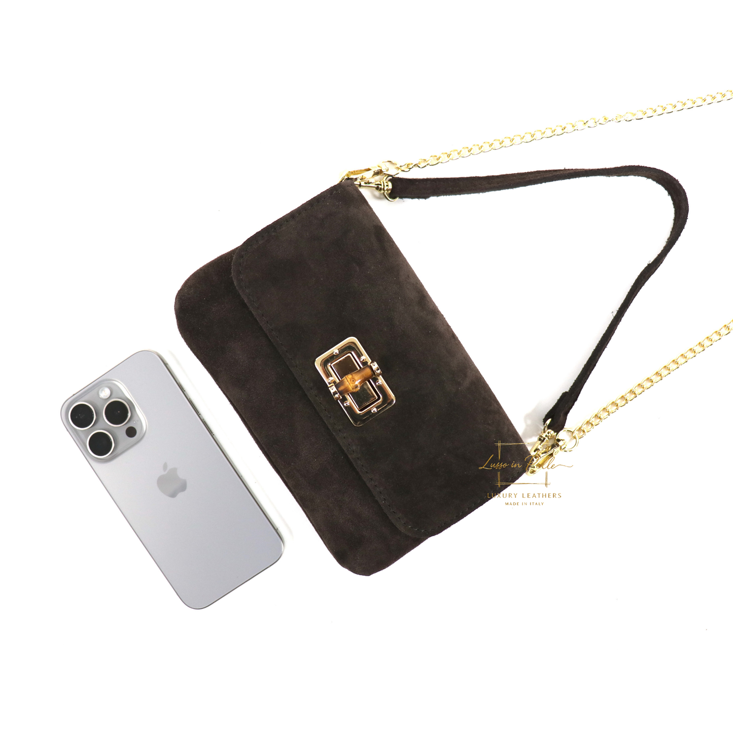 Small Suede Timeless Chic Italian Suede Clutch/Shoulder/Crossbody Bag