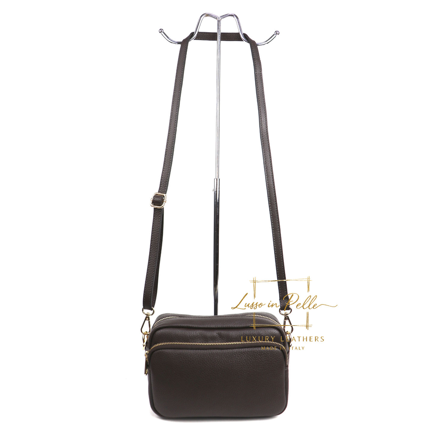 Double Zip Genuine Italian Leather Handbag