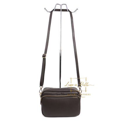 Double Zip Genuine Italian Leather Handbag