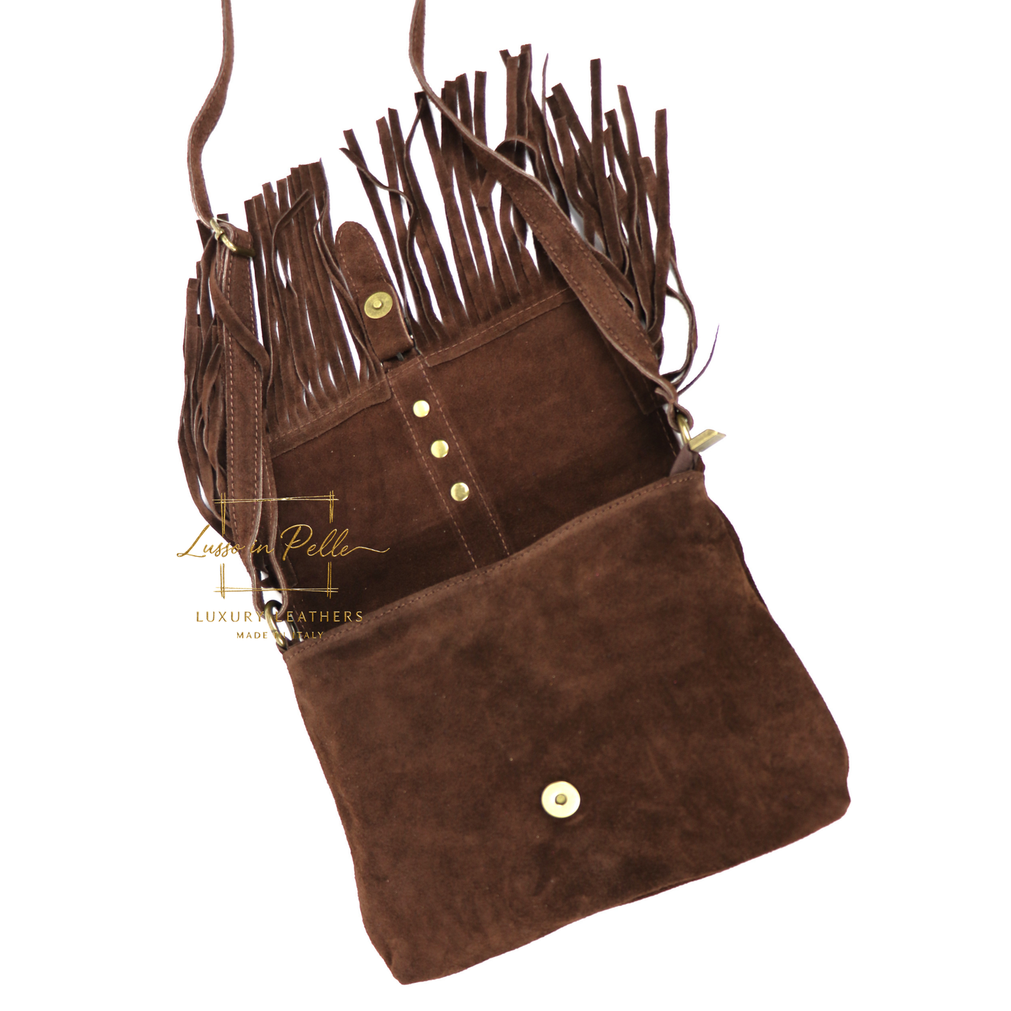 Fringe Suede Crossbody Bag with Adjustable Straps