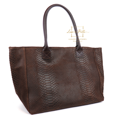 Suede Snake Print Two Style Large Shopper Bag