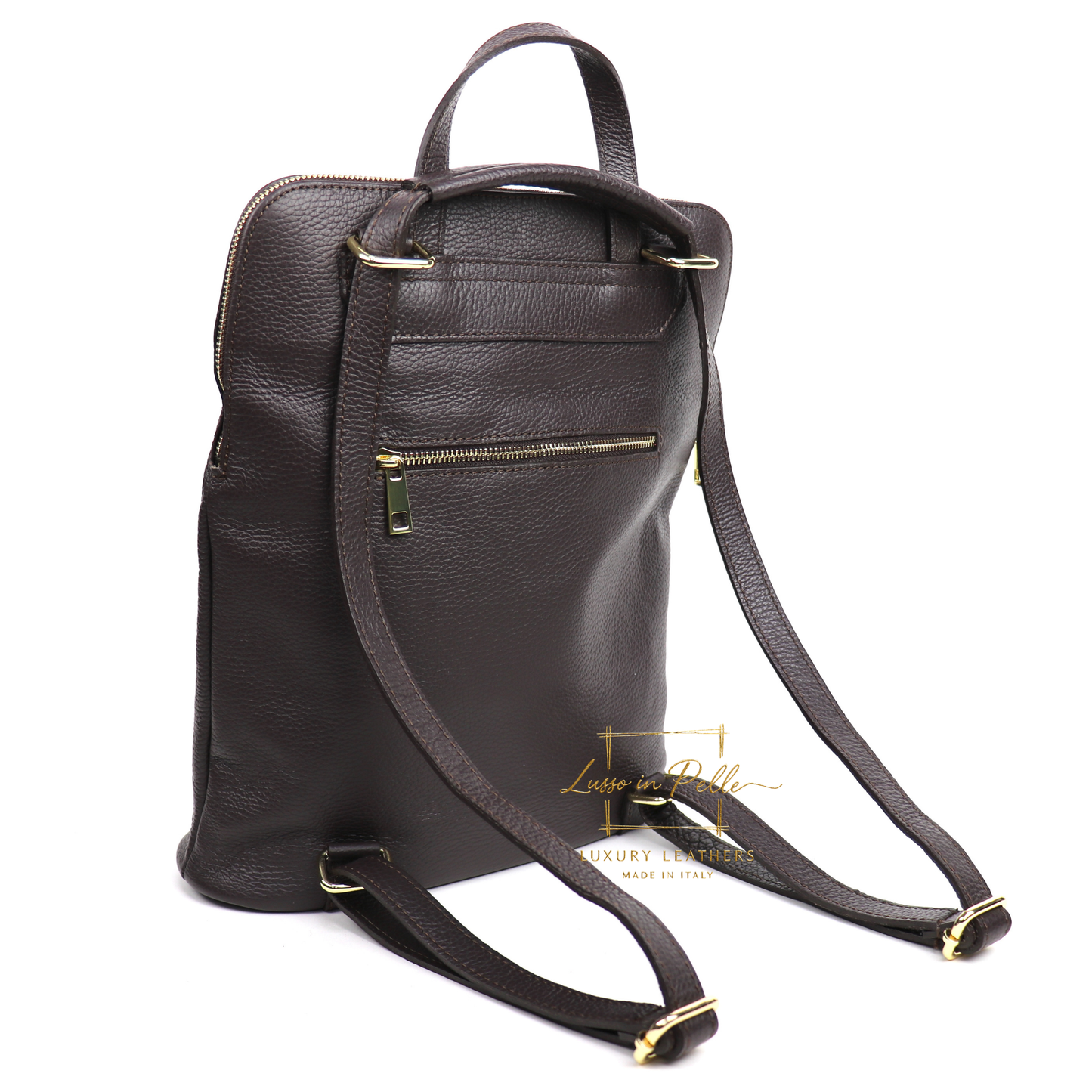 Large Versatile Italian Pebbled Leather Backpack & Crossbody Bag