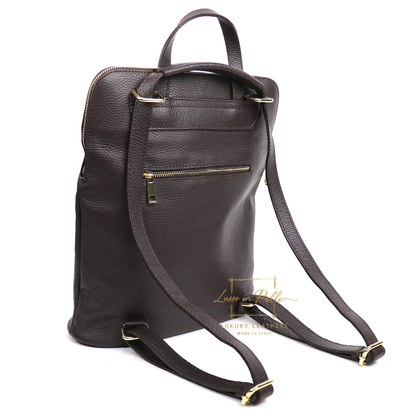 Large Versatile Italian Pebbled Leather Backpack & Crossbody Bag