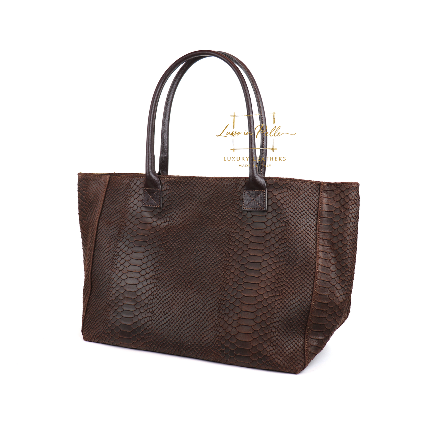 Suede Snake Print Two Style Large Shopper Bag