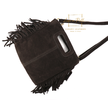 Suede Boho Tassel Crossbody Bag with Adjustable Detachable Straps