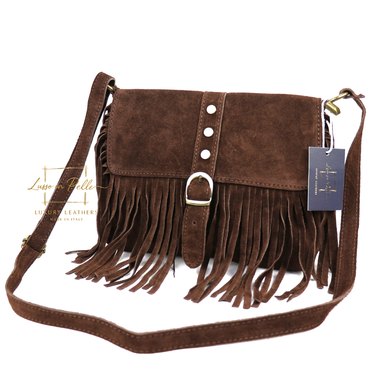 Fringe Suede Crossbody Bag with Adjustable Straps