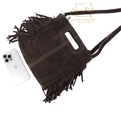 Suede Boho Tassel Crossbody Bag with Adjustable Detachable Straps