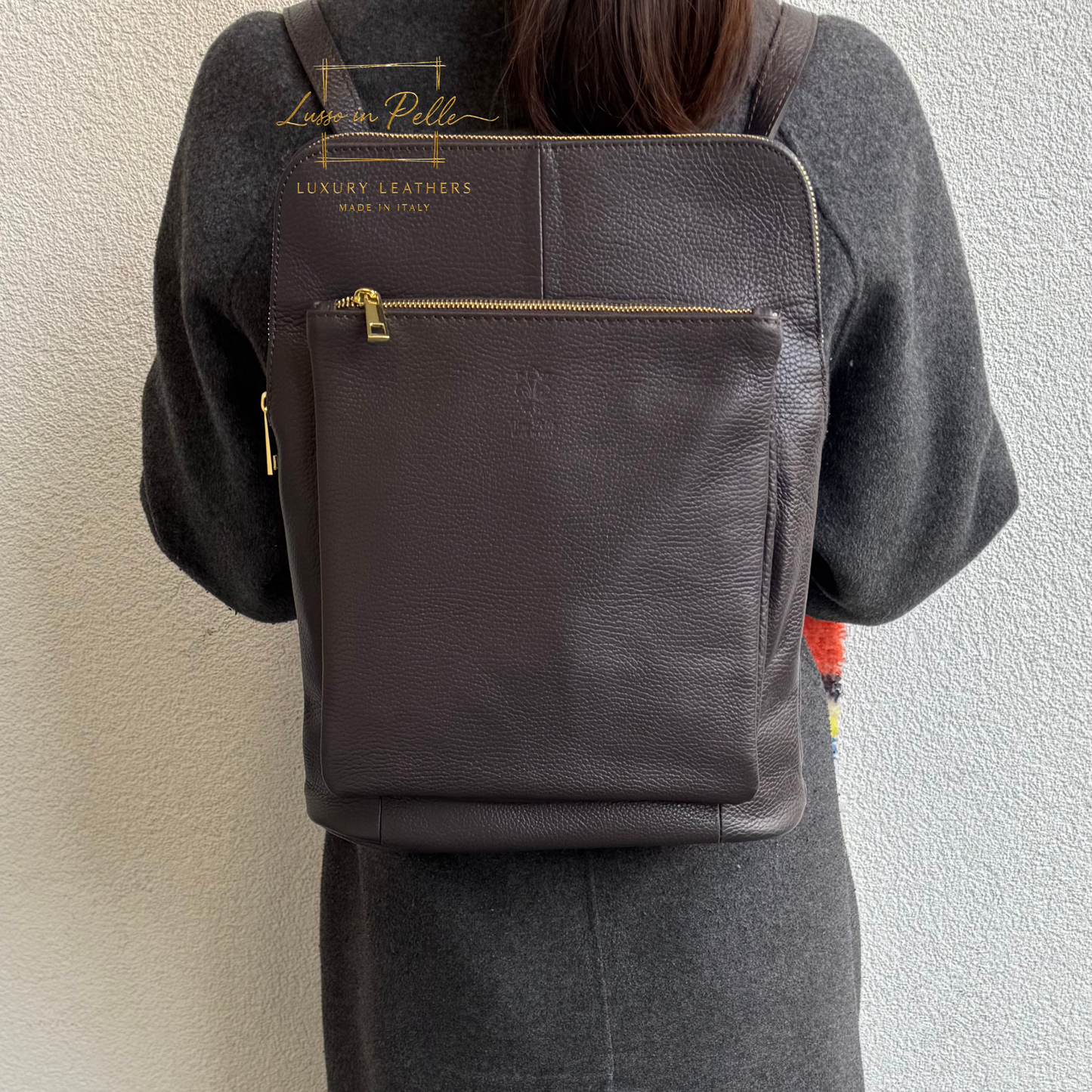 Large Versatile Italian Pebbled Leather Backpack & Crossbody Bag