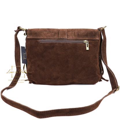 Fringe Suede Crossbody Bag with Adjustable Straps