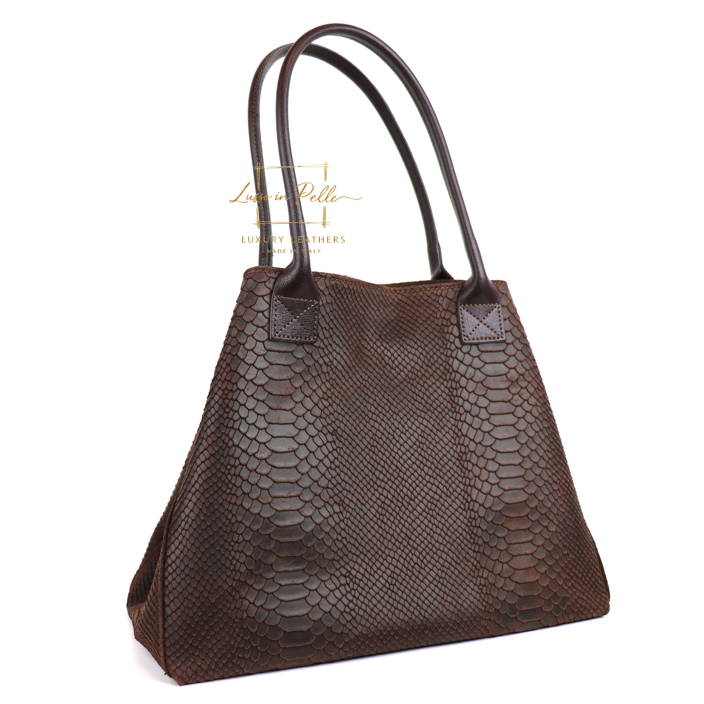 Suede Snake Print Two Style Large Shopper Bag