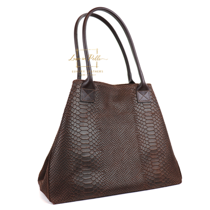 Suede Snake Print Two Style Large Shopper Bag