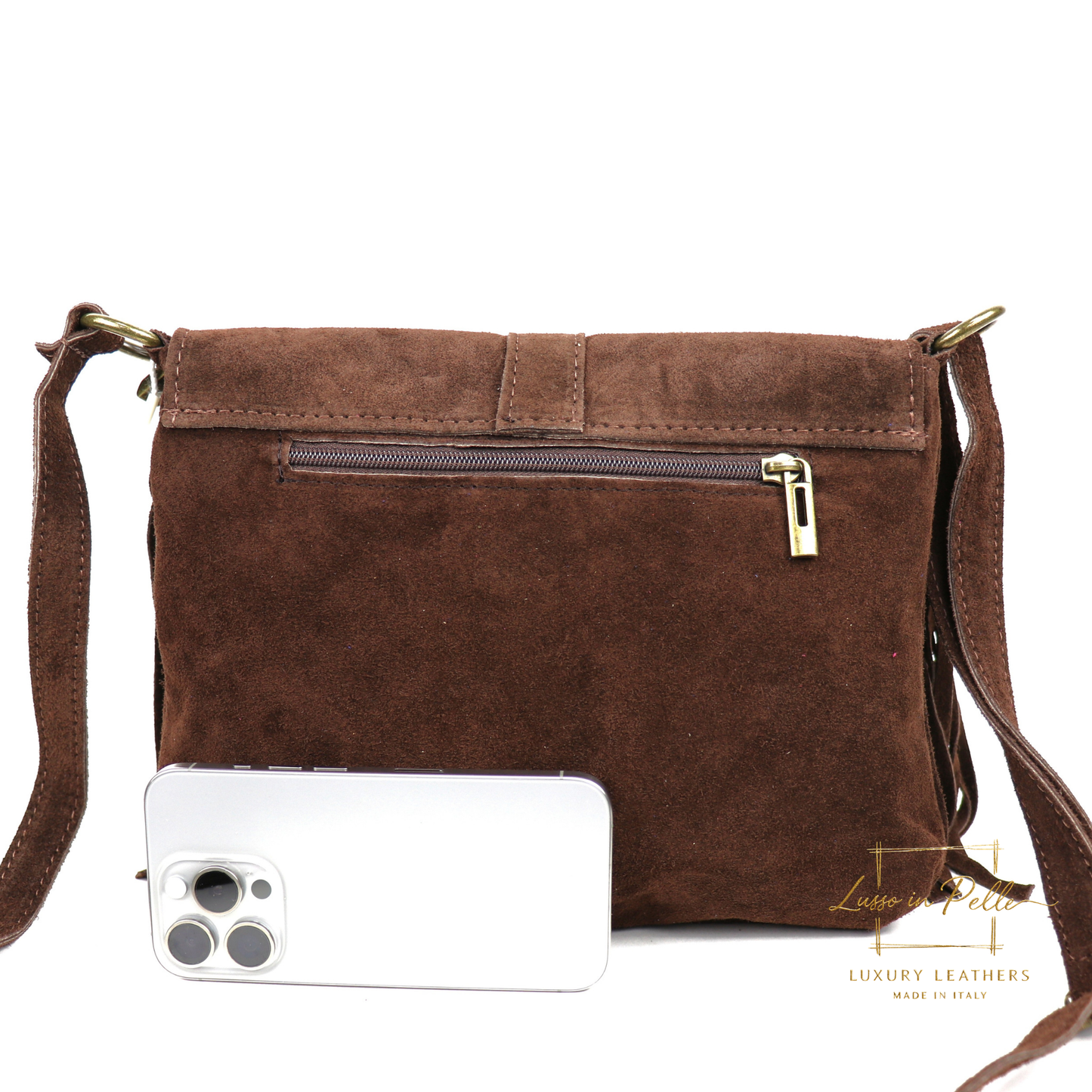 Fringe Suede Crossbody Bag with Adjustable Straps