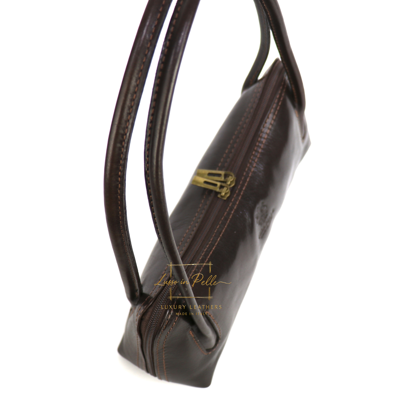 Buffered Leather Elongated Structured Florence Shoulder Bag