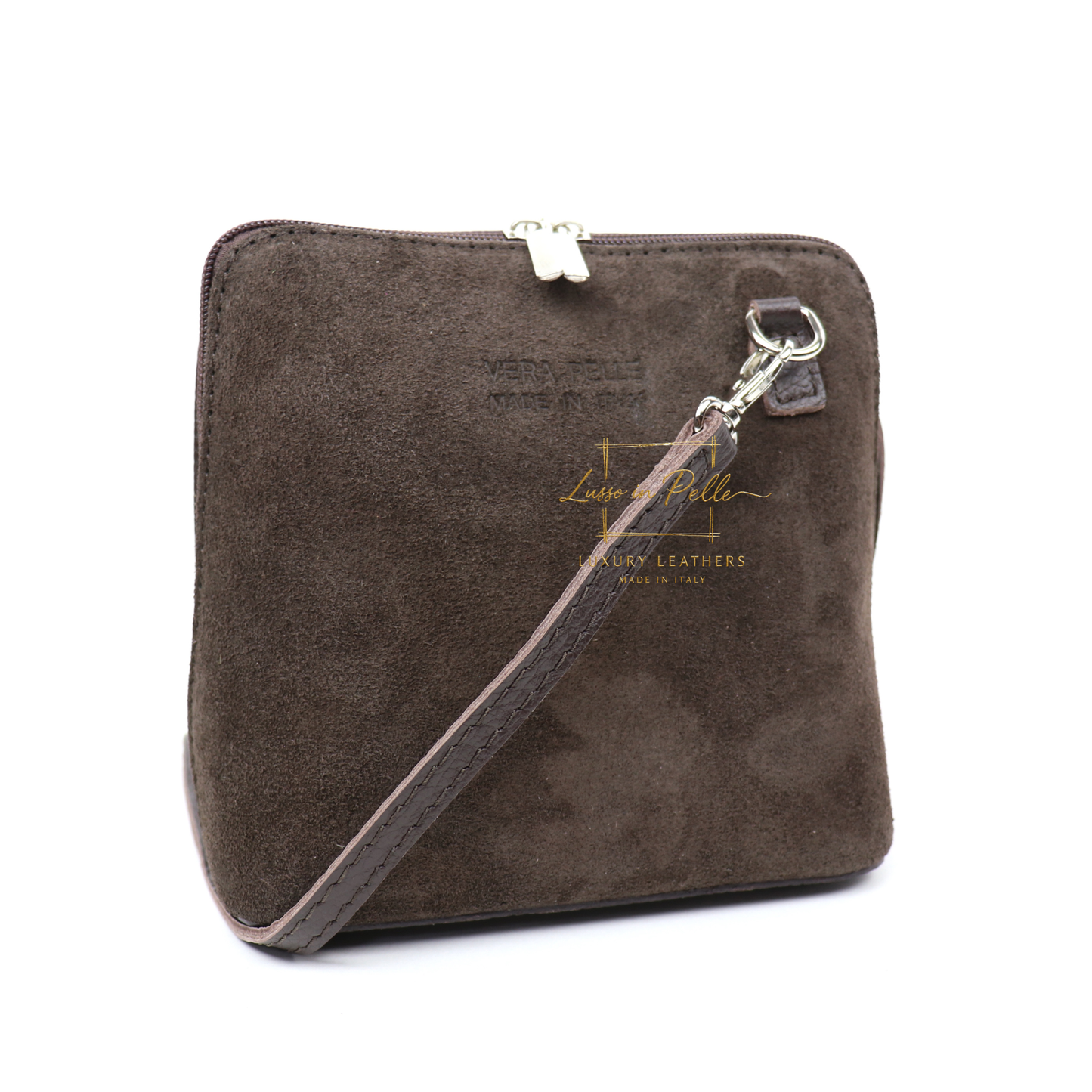 Ella Small Suede Front Grain Leather Handbag with Detachable Straps