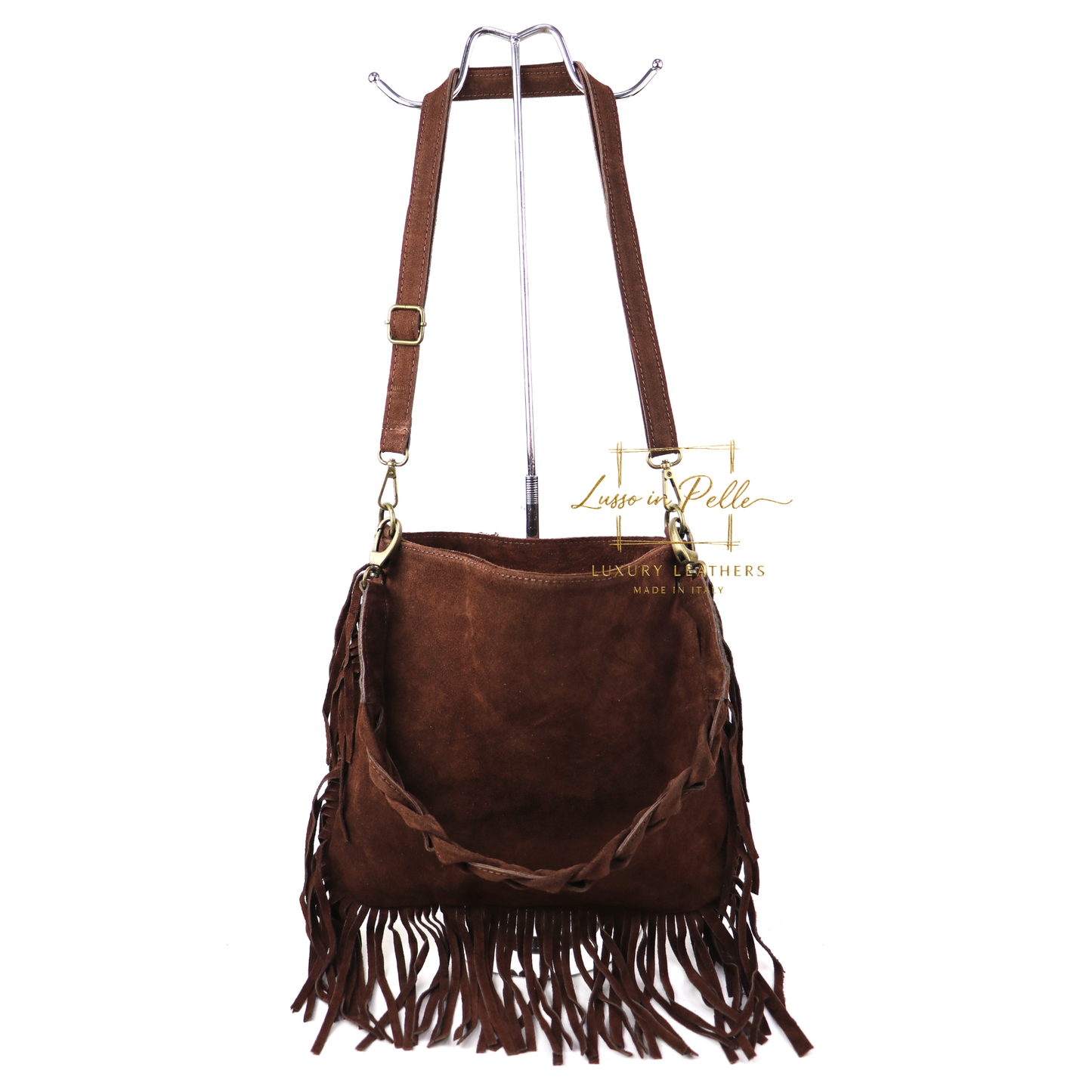 Marina Suede Shoulder/Crossbody Bag with Fringe