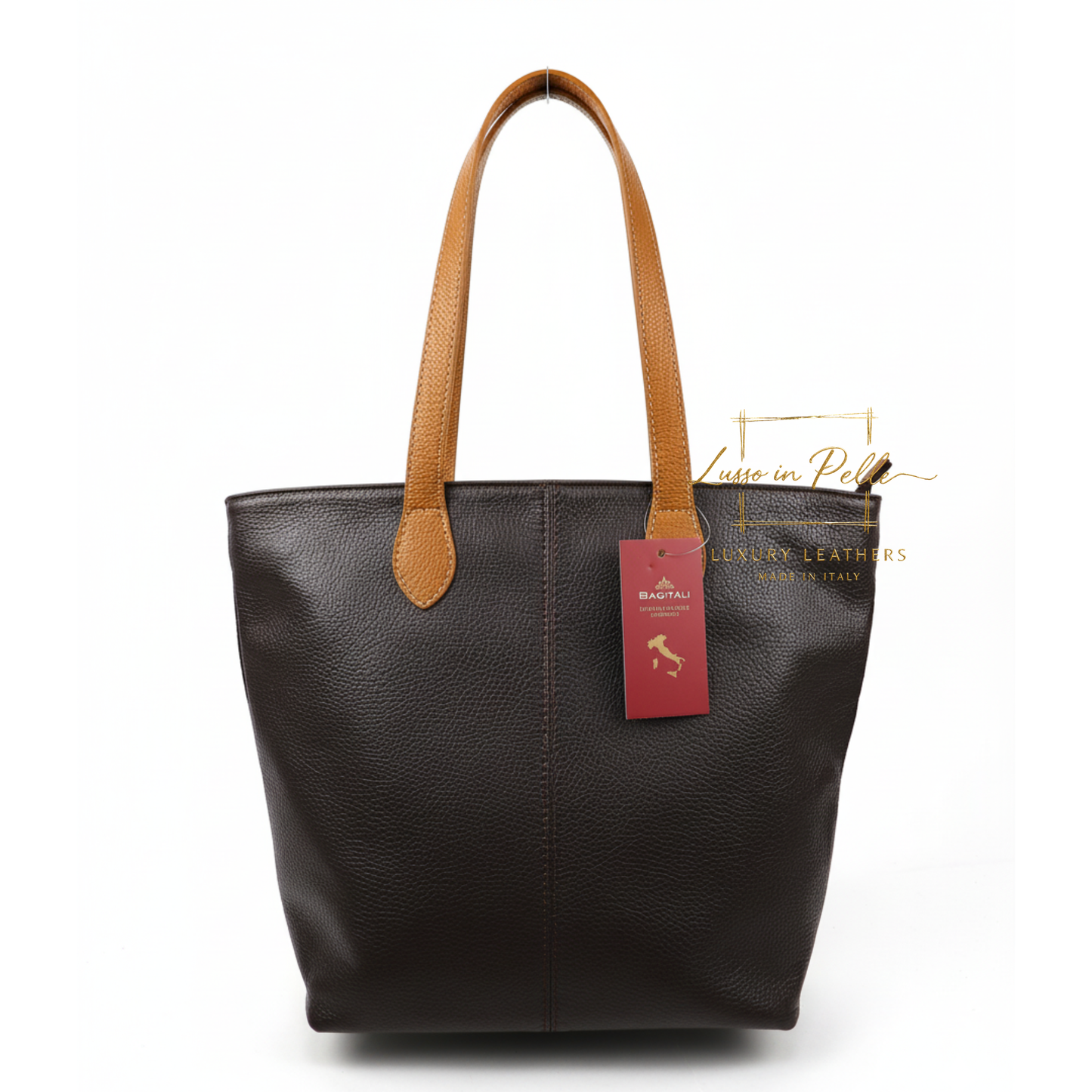 The Essential Tote (Handmade Italian Leather Shoulder Bag Tan Handle)