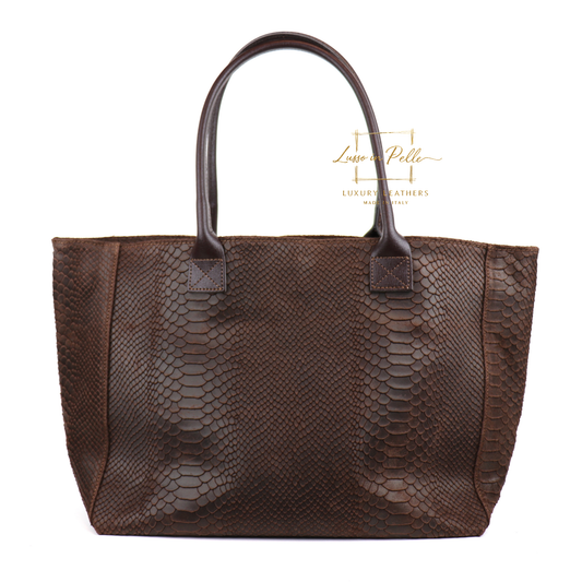 Suede Snake Print Two Style Large Shopper Bag