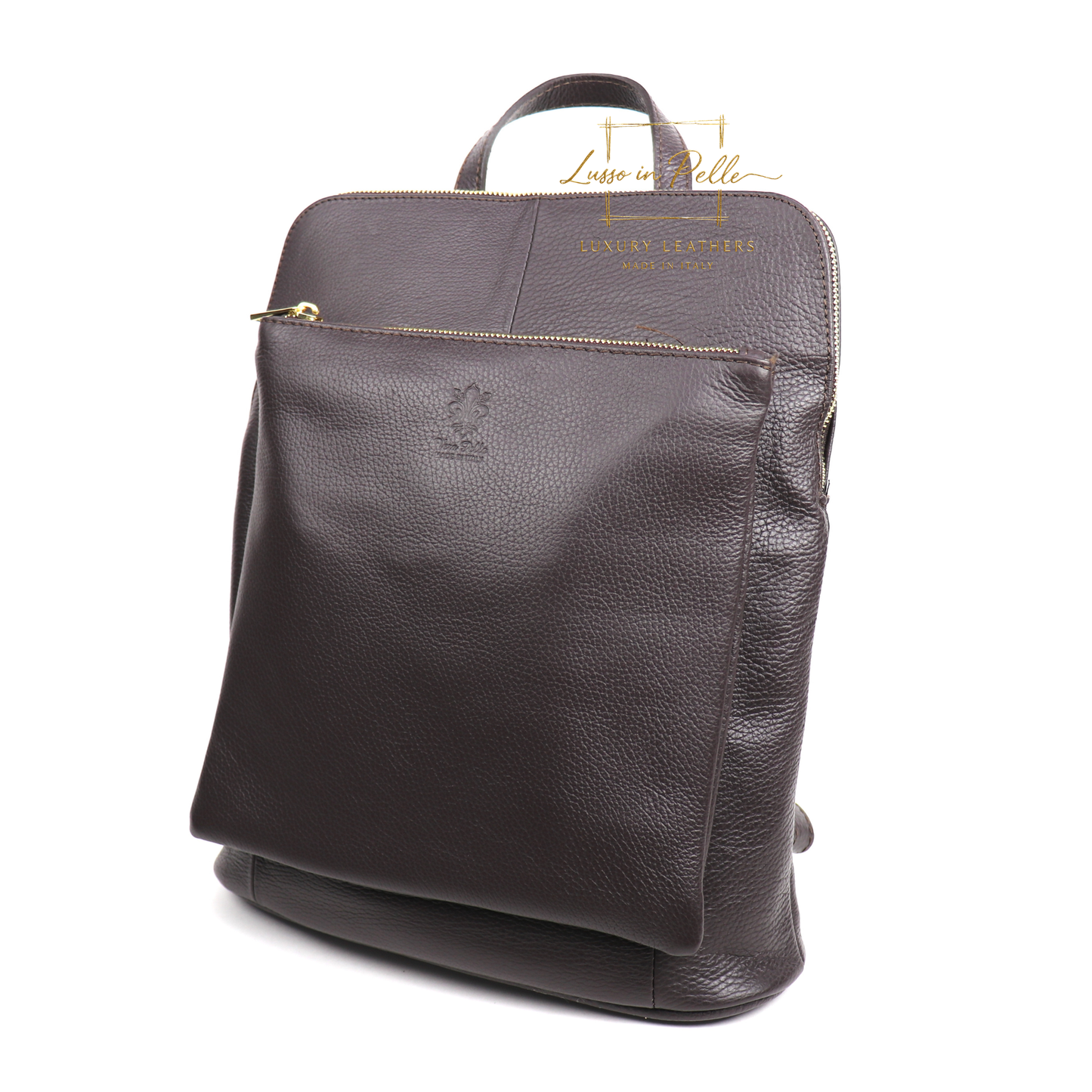 Large Versatile Italian Pebbled Leather Backpack