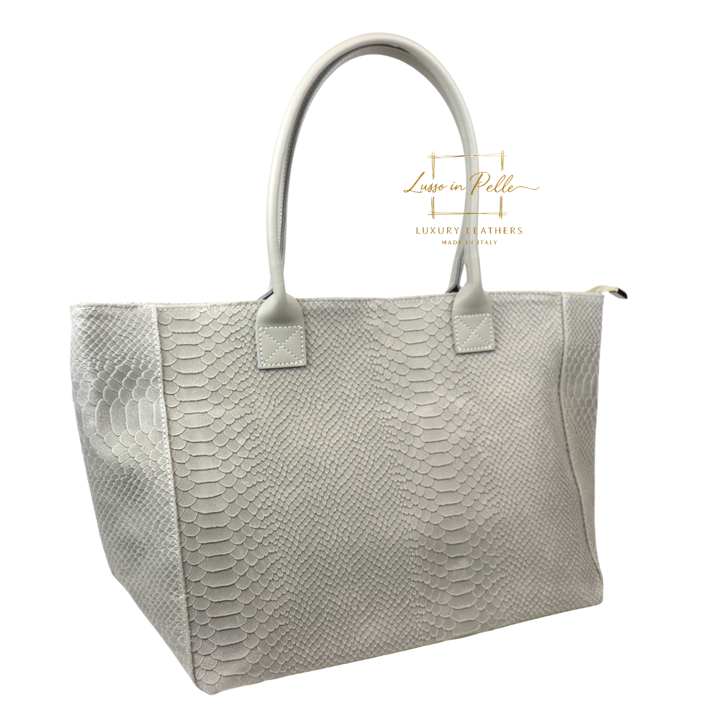 Suede Snake Print Two Style Large Shopper Bag
