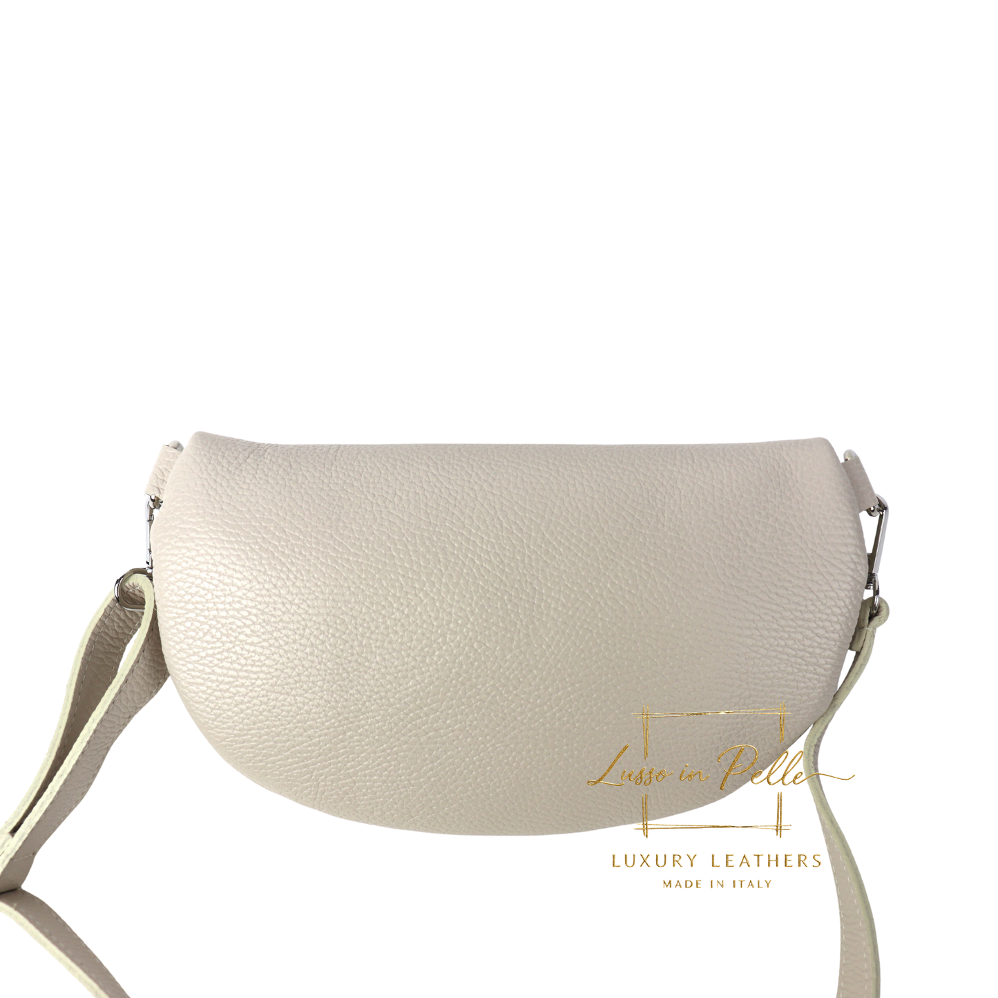 Medium Genuine Grain Leather Bumbag with Silver Hardware