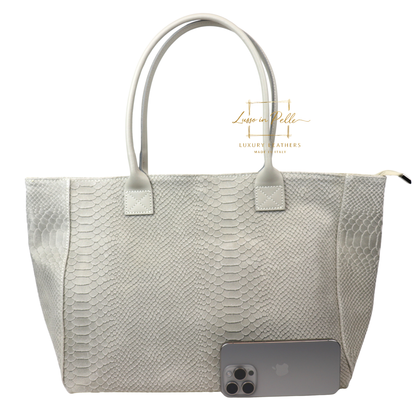 Suede Snake Print Two Style Large Shopper Bag