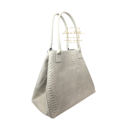 Suede Snake Print Two Style Large Shopper Bag
