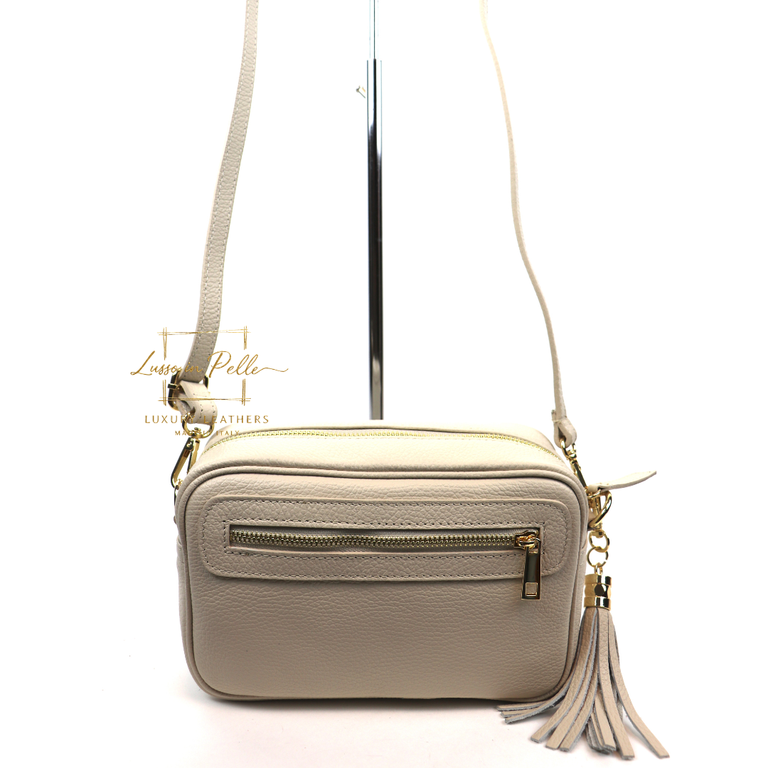 Bella Genuine Italian Pebbled Leather Box Bag