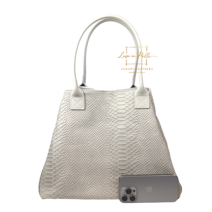 Suede Snake Print Two Style Large Shopper Bag