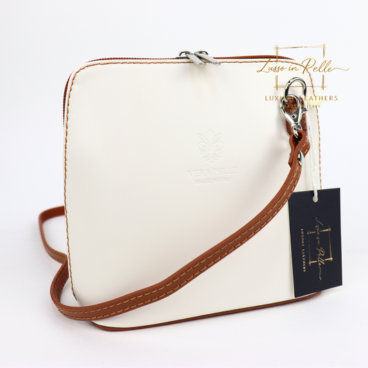 Ella Small Two-Tone Genuine Italian Leather Handbag with Detachable Straps