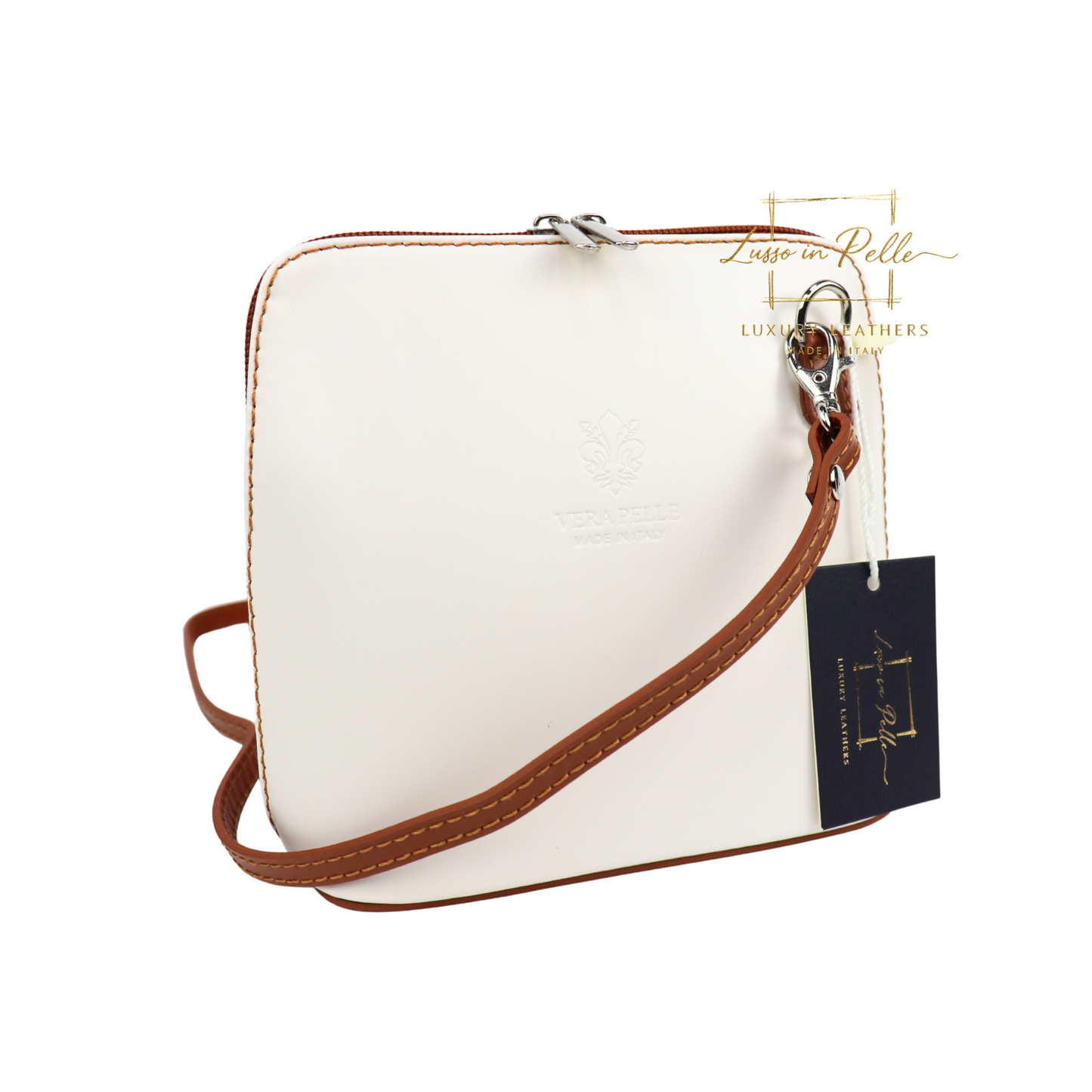 Ella Small Two-Tone Genuine Italian Leather Handbag with Detachable Straps