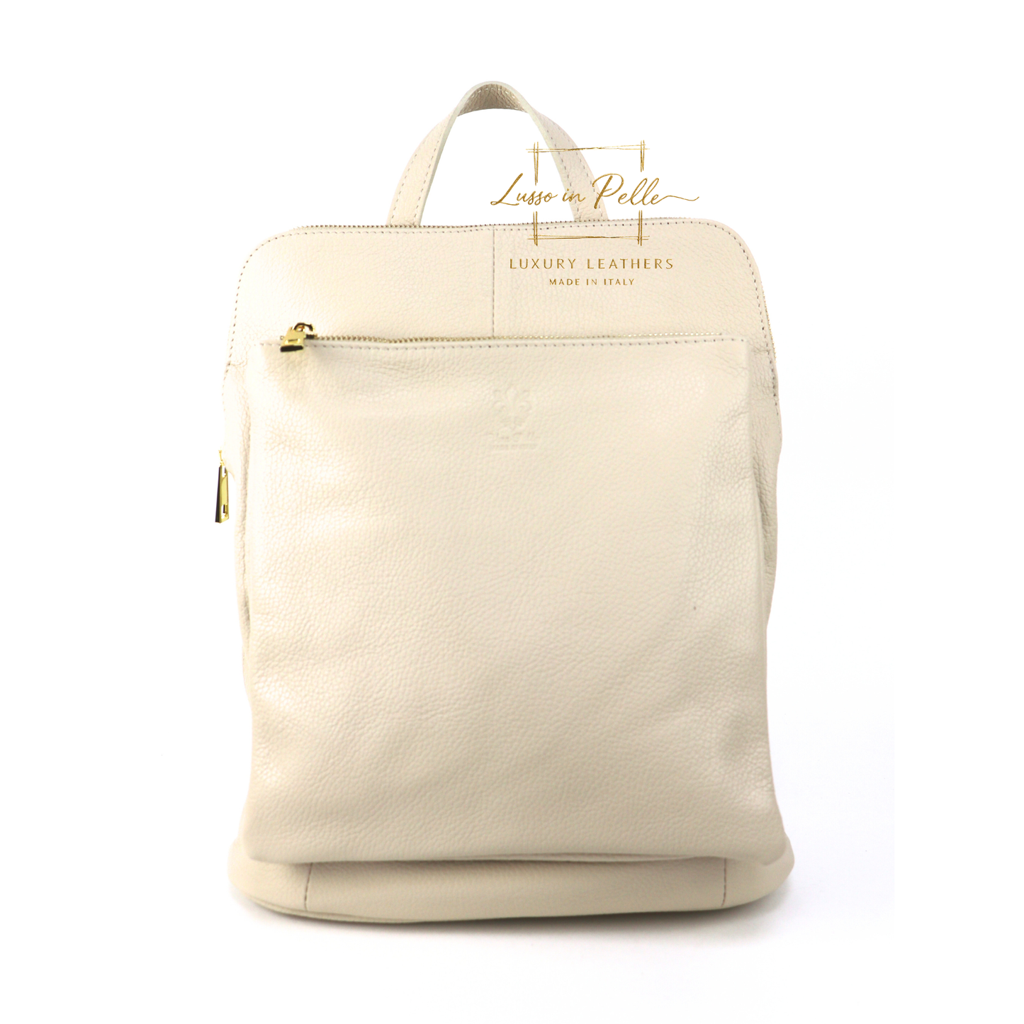 Large Versatile Italian Pebbled Leather Backpack