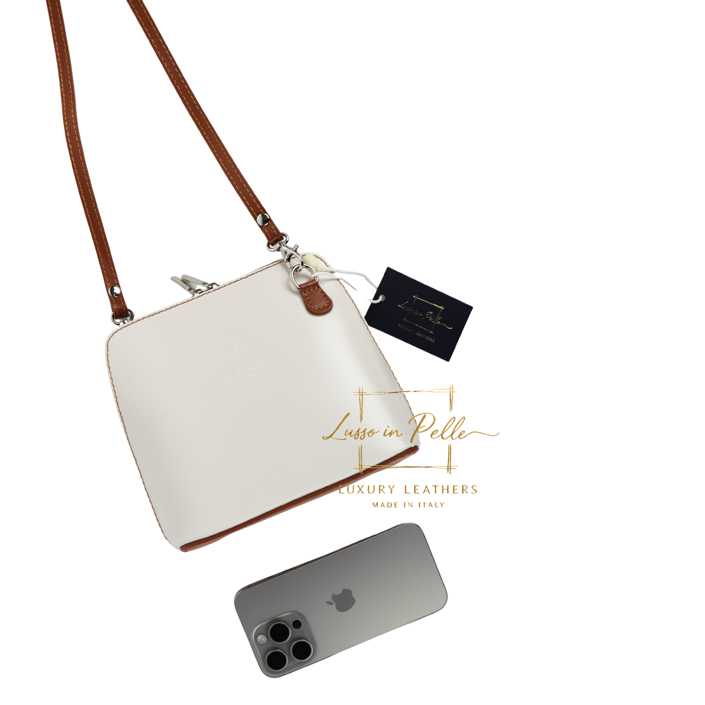Ella Small Two-Tone Genuine Italian Leather Handbag with Detachable Straps