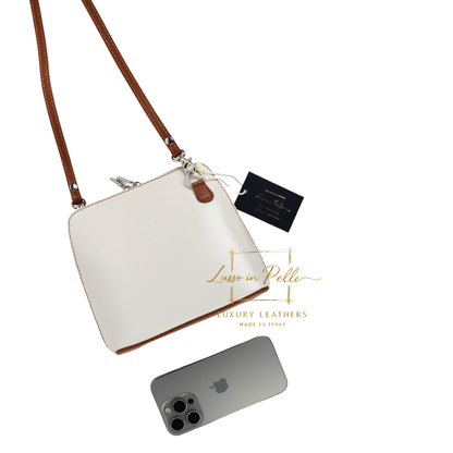 Ella Small Two-Tone Genuine Italian Leather Handbag with Detachable Straps