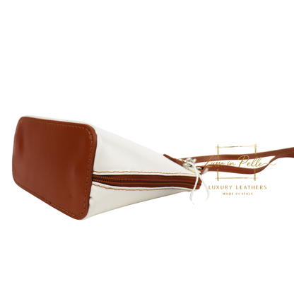 Ella Small Two-Tone Genuine Italian Leather Handbag with Detachable Straps